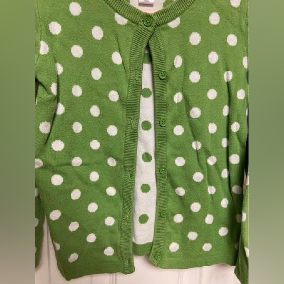 Green & White Polka Dot Kids Cardigan 5T - Picture 5 of 5